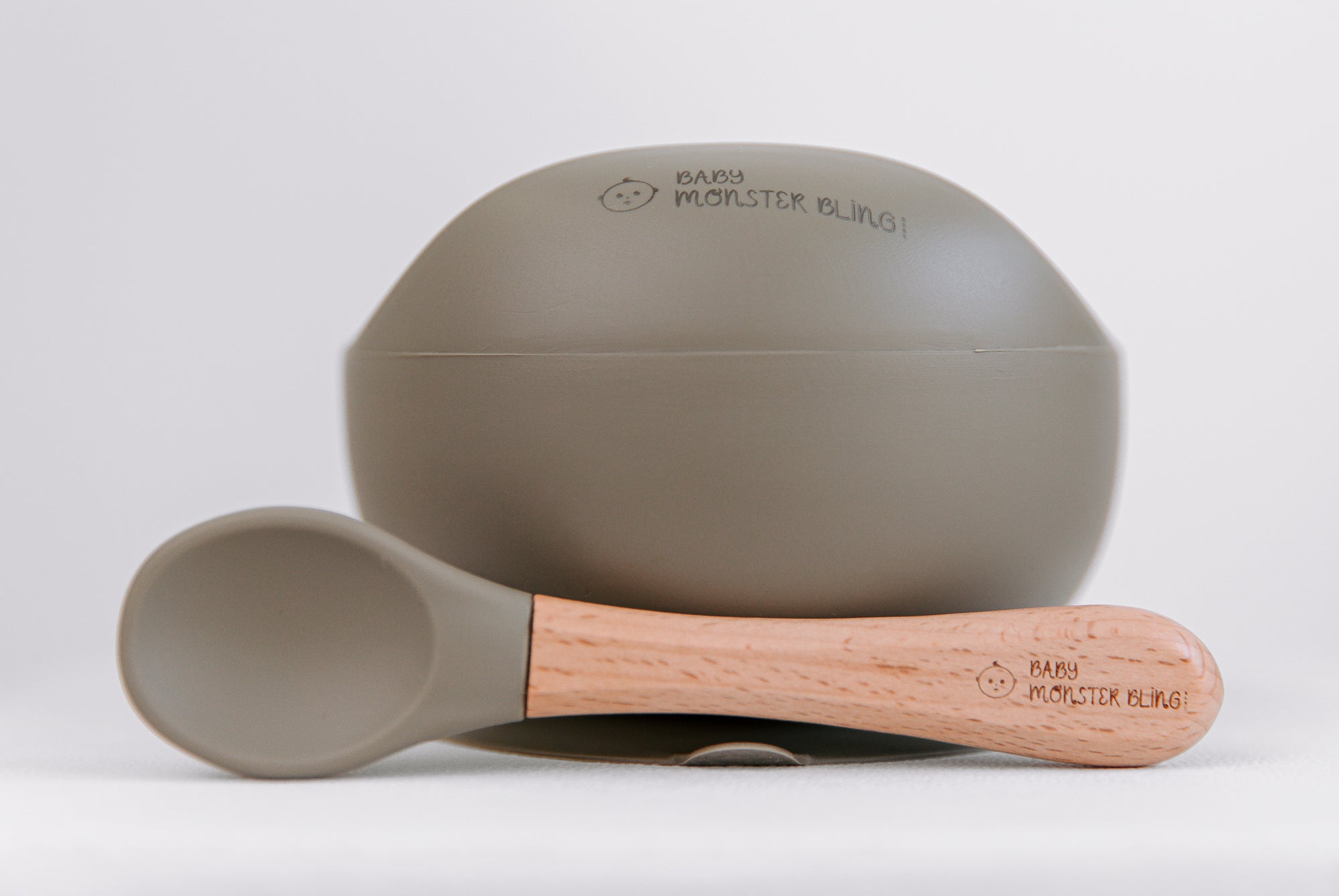 Silicone bowl & spoon - marble